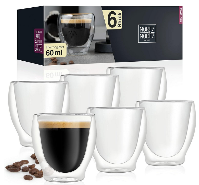 moritz & moritz espressogläser 6x 60 ml set für 12,99 euro (statt 28 euro)