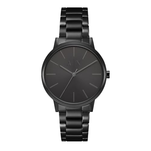 armani exchange herrenarmbanduhr, quartz, 42mm, edelstahl, leder, silikonband
