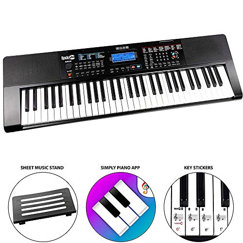 rockjam rj461ax 61-tasten keyboard mit alexa-integration und aufklebern