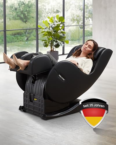 Massagesessel welcon easyrelaxx schwarz - 3D Massagestuhl elektrisch mit Knet-, Klopf-, Rollenmassage