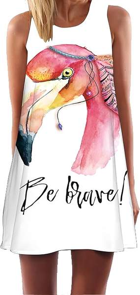 ocean plus damen flamingo kleid ärmellos sommer casual top strandkleid minikleid