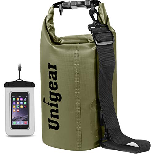unigear wasserdichter dry bag 2l-40l mit handyhülle, ideal für boot, kajak, camping