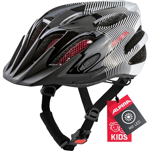 alpina kinder fahrradhelm 50-55 cm schwarz-weiß-rot