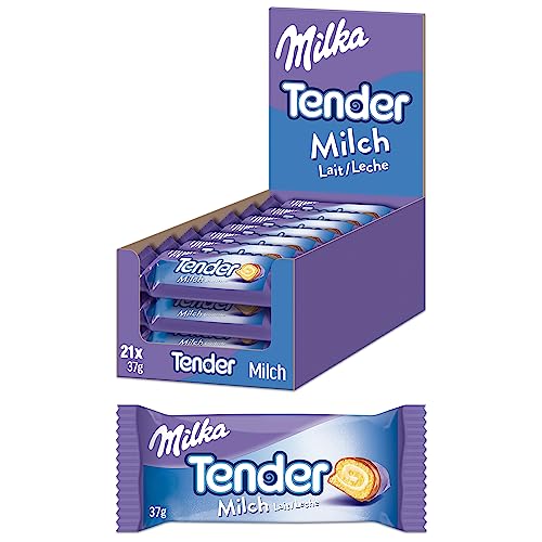 milka tender biskuitrolle mit milchcrmefüllung und vollmilchschokolade 21 x 37g