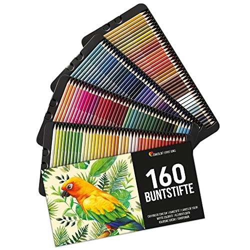 zenacolor 160 buntstifte set, nummerierte holzstifte für malbücher und skizzen