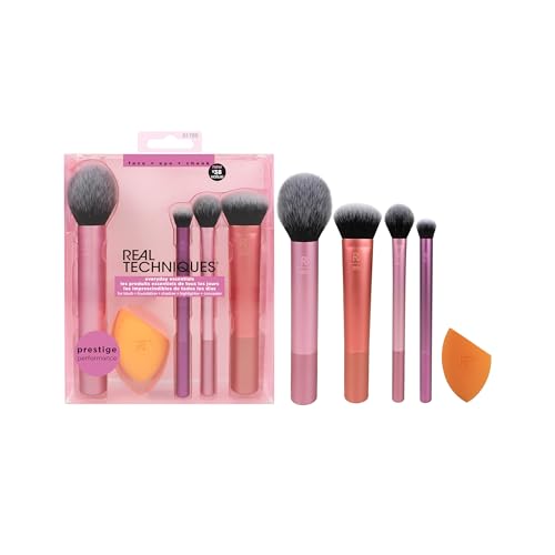 real techniques make-up pinselsatz mit makeup-schwamm, 5-teiliges set