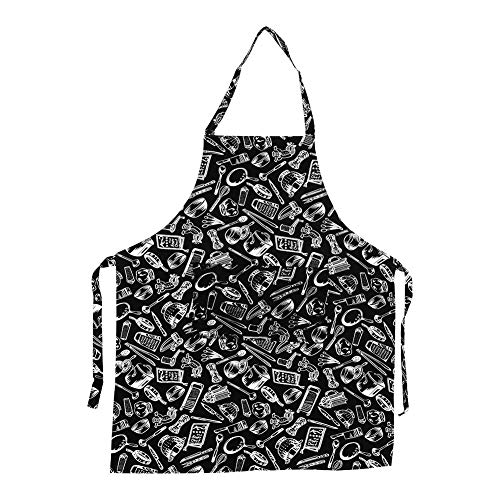 zerodis schürze unisex 5 muster polyester latzschürze mit 2 taschen für küche restaurant