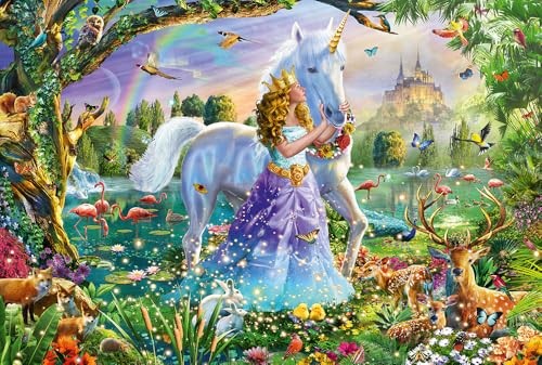 Einhorn Puzzle mit Prinzessin und Schloss für Kinder