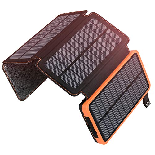 solarpowerbank 25000mah tragbares ladegerät ADDTOP mit 4 solarpanels, wasserfest