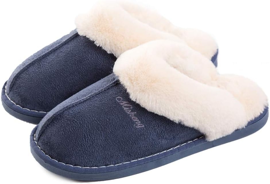 Produktbild: Misolin Hausschuhe Damen Herren Winter Plüsch Slippers Rutschfest Indoor/Outdoor