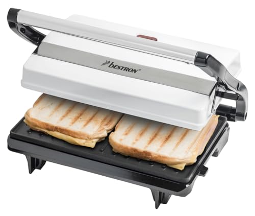 kontaktgrill bestron 700 watt mit sandwichmaker, antihaftbeschichtung, weiß