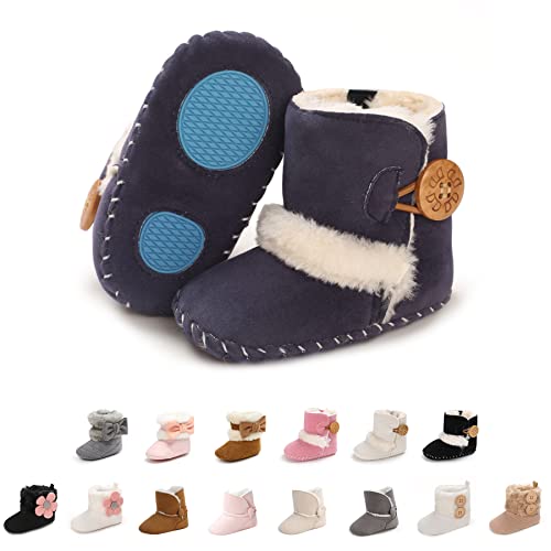 edoton schneestiefel baby mädchen kleinkind stiefel weiche sohlen winterschuhe marine 6-12 monate