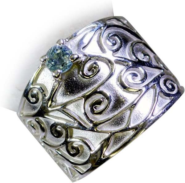 Echte Blautopas Ring Damen Rund Prong Silber Größe H bis Z