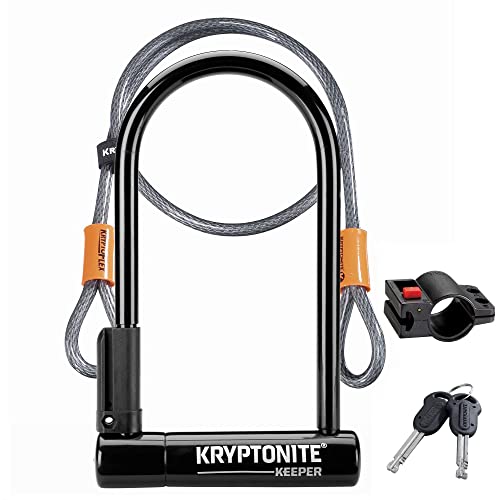 Kryptonite keeper bügelschloss mit flexkabel 120 cm, 2 schlüssel, halterung