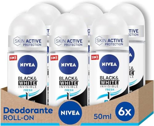 nivea black & white unsichtbarer frischer roll-on 6er pack 6 x 50 ml