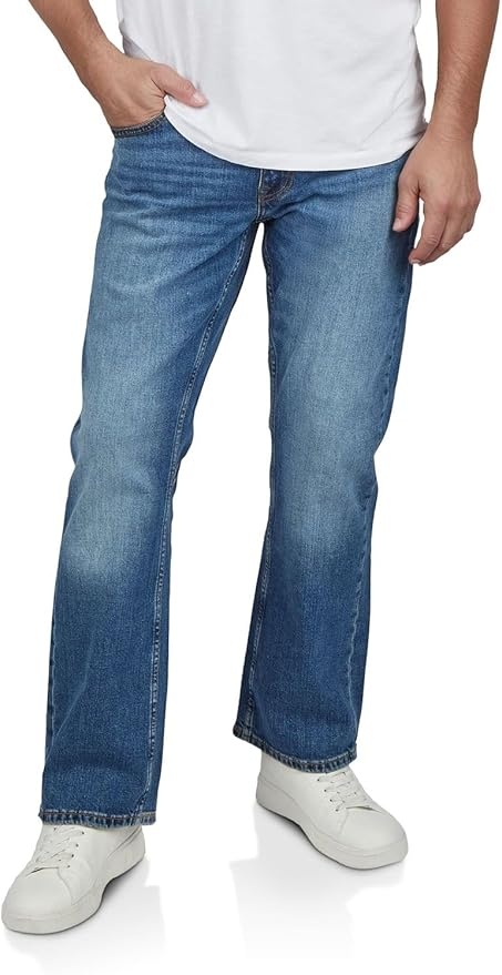 mustang jeans herren bootcut jeans hose stretch denim medium blue w31 l34