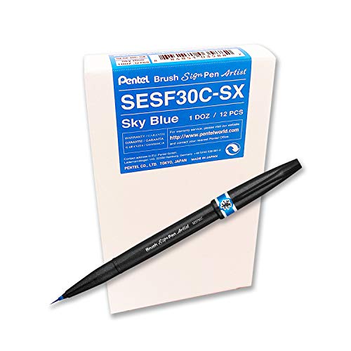 pentel extra feine pinsel-spitze hellblau 12 stück SESF30C-SX