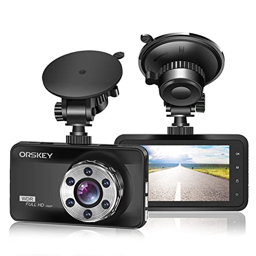 Sichern Sie Ihre Fahrten mit der ORSKEY 1080P Dashcam! 170 Weitwinkel, Nachtsicht, Bewegungserkennung und G-Sensor  für volle Sicherheit im Straßenverkehr.