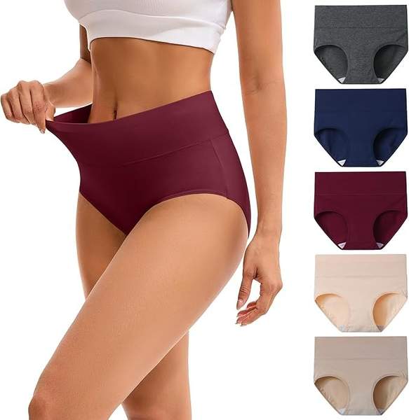 Baumwolle Hohe Taille Unterwäsche Frauen Slips Pantys 5er Pack (M)