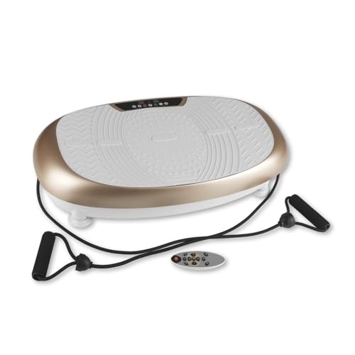vitalmaxx vibrationstrainer 30 stufen 3 programme lcd-display expanderbänder fernbedienung champagner