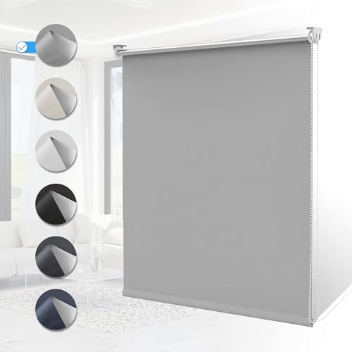 verdunklungsrollo ohne bohren klemmfix hellgrau 45x170 cm thermoseitenzugrollo