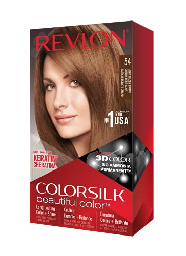 Revlon Haarfarbe, permanente Farben, colorsilk, 100 % grauabdeckung, 54 helles goldbraun