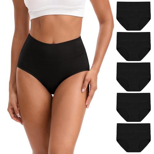 INNERSY Damen Unterhosen Baumwolle Stretch Hohe Taille 5er Pack