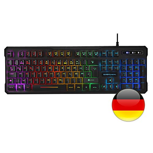 mars gaming mk218de rgb tastatur, h-mech, 9 lichteffekte, antighosting, schwarz, deutsch