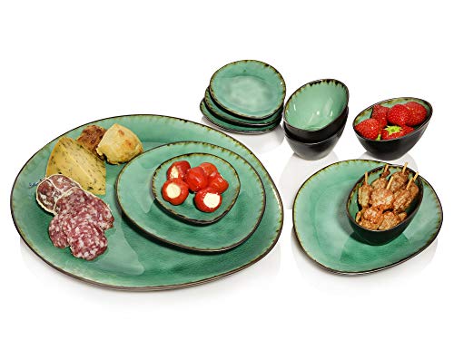 Produktbild: sänger servierplatten set palm beach 11-teilig steingut vintage design