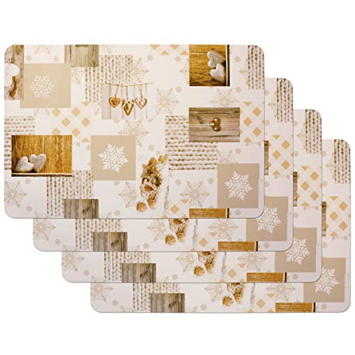 tischset snow love, abwischbare platzsets für esszimmer, 45 x 30 cm, 4 stück