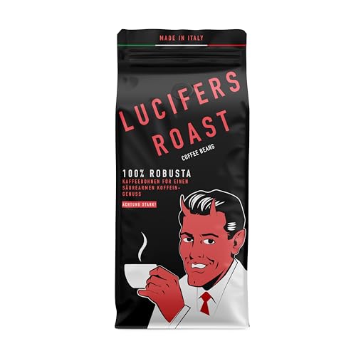 LUCIFERS ROAST Kaffeebohnen 1kg - starker espresso, dark roast, 100% robusta, säurearm