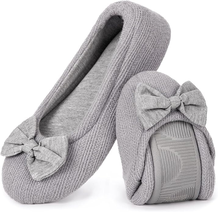 EverFoams Damen Ballerina Hausschuhe Frottee Baumwolle Memory Foam Pantoffeln