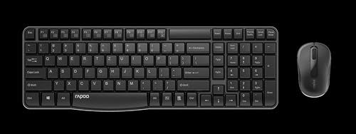 rapoo x1800s kabelloses tastatur maus set, 1000 dpi, ergonomisch, schwarz, qwertz