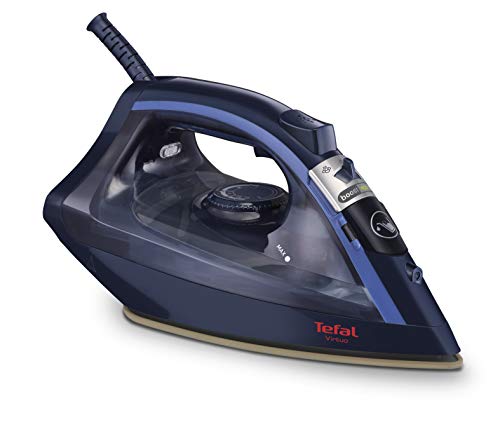 Effizientes Dampfbügeleisen Tefal FV1713 Virtuo: 2000 W Leistung, Tropfstop-System und 90 g/min Dampfstoß. Kompakt und stylish in Dunkelblau. Perfekte Ergebnisse leicht gemacht!