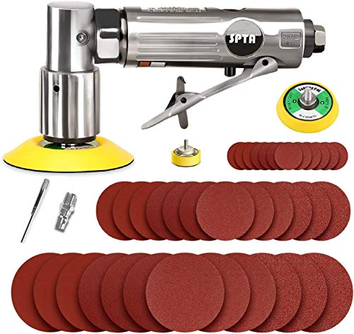 spta mini winkel schleifer 50 mm, druckluft orbital schleifer mit 12-teiligem sandpapier set