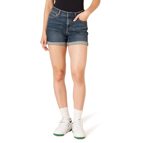 Produktbild: jeansshorts damen schmaler bund 10 cm dunkles jeansblau amazon essentials 38