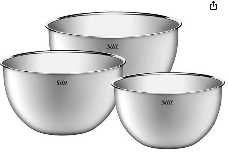 Produktbild: silit küchenschüssel-set 3-teilig edelstahl 18 cm 22 cm 24 cm rührschüssel salatschüssel