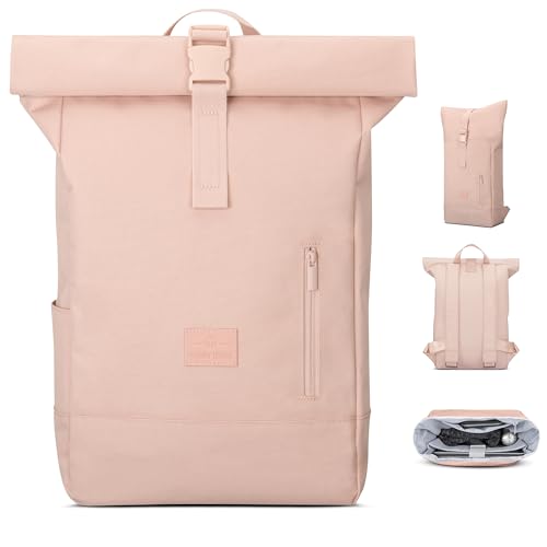 johnny urban rucksack rosa weiß robin medium rolltop laptopfach 15l