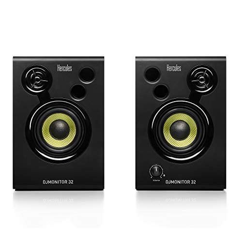 Hercules DJMonitor 32 Aktive Monitorlautsprecher 2x15W RMS Dual Bassreflex 3-Zoll-Tieftöner