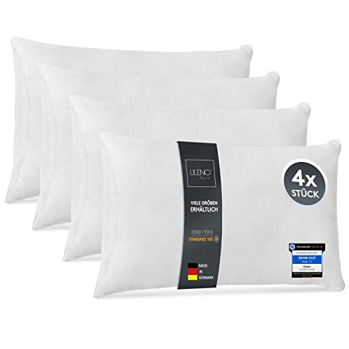 Entdecken Sie das LILENO HOME 4er Set Kissenfüllung (30x50 cm)  waschbar bei 40C, allergikerfreundlich und vielseitig einsetzbar als Couch- und Kopfkissen.