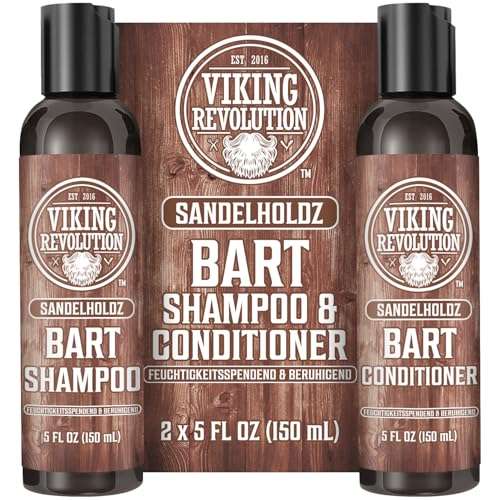 bartshampoo und conditioner set von viking revolution - sandelholzduft - 2 x 150 ml