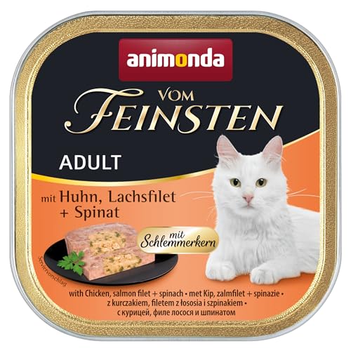 animonda vom feinsten huhn & lachsfilet mit schlemmerkern + spinat 32 x 100g
