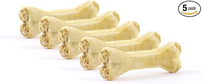 dogboss kauknochen hundeknochen rinderhaut mit lamm, 5 stück 12 cm