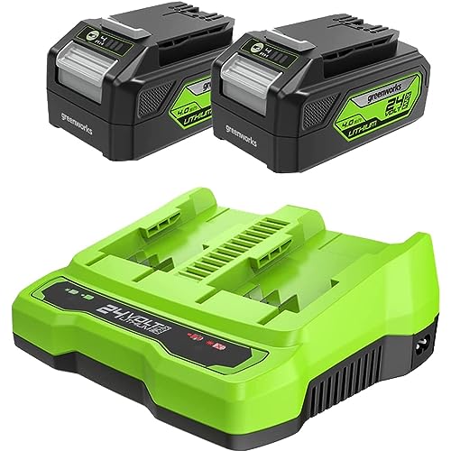 greenworks 24V akkus und doppelladegerät g24b4 g24x2c in 60 min