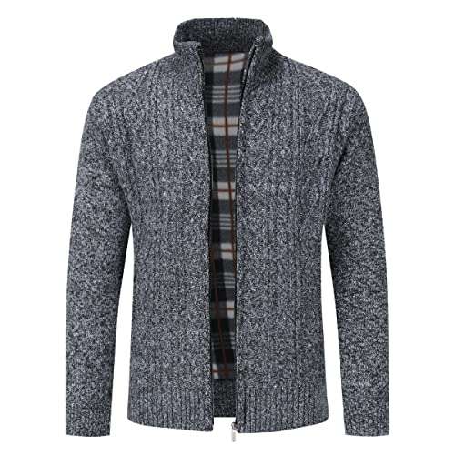 Sliktaa Herren Strickjacke Cardigan warm Trachtenjacke langarm Reißverschluss Pullover