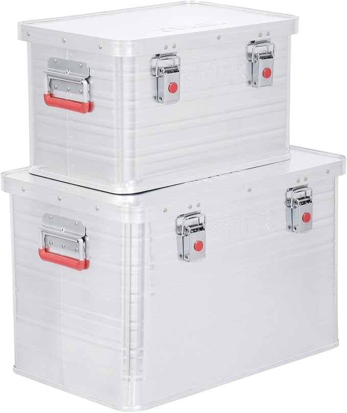stier alubox set stapelbare transportkisten 30l 65l staub spritzwasserresistent