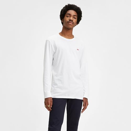 Levi's Herren Longsleeve T-Shirt Original Housemark Cotton Patch Weiß, L