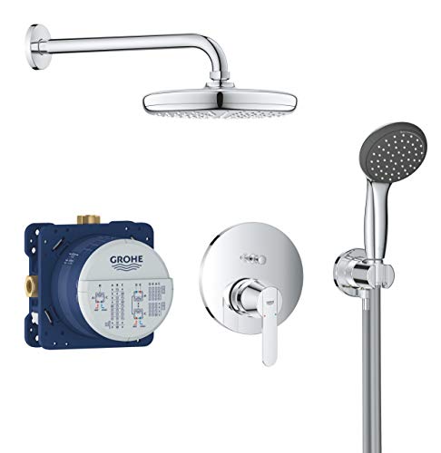 gROHE duschsystem mit unterputzanschluss und duschschlauch, chrom, 25220001