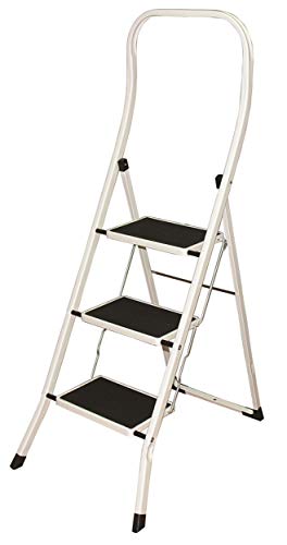 drabest leiter pro stahl, 3 stufen, rutschfest, tragkraft 150 kg, 0,47 x 1,4 x 0,77 m