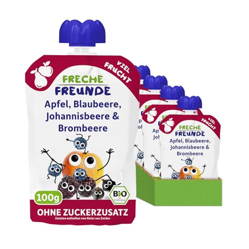 freche freunde Bio Quetschie Apfel Blaubeere Johannisbeere Brombeere 6 x 100g